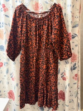 Knox Rose Rust and Black Leopard Midi Dress